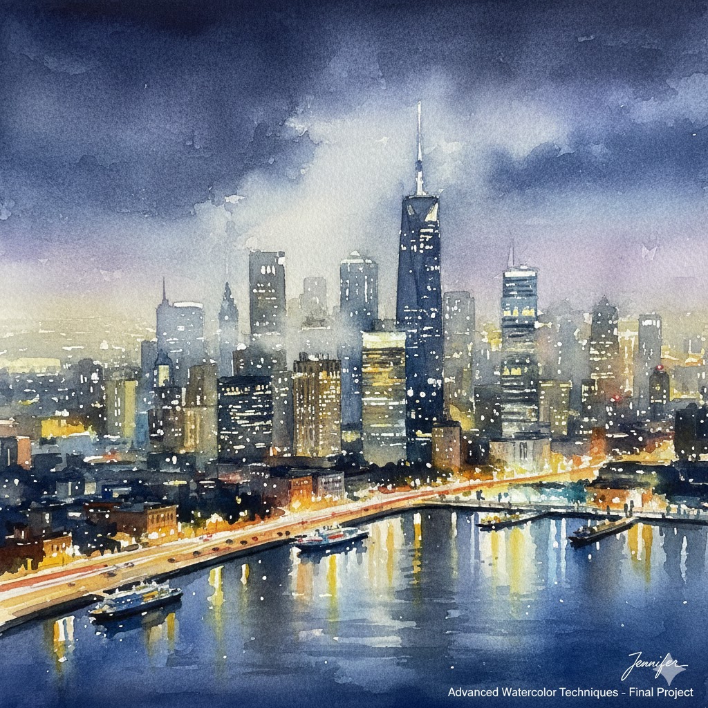 Watercolor cityscape